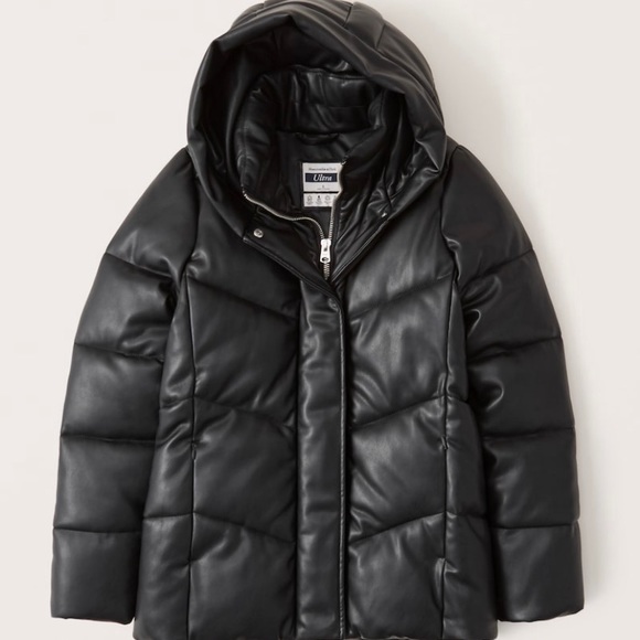ABERCROMBIE & FITCH VEGAN LEATHER PUFFER - Picture 6 of 6